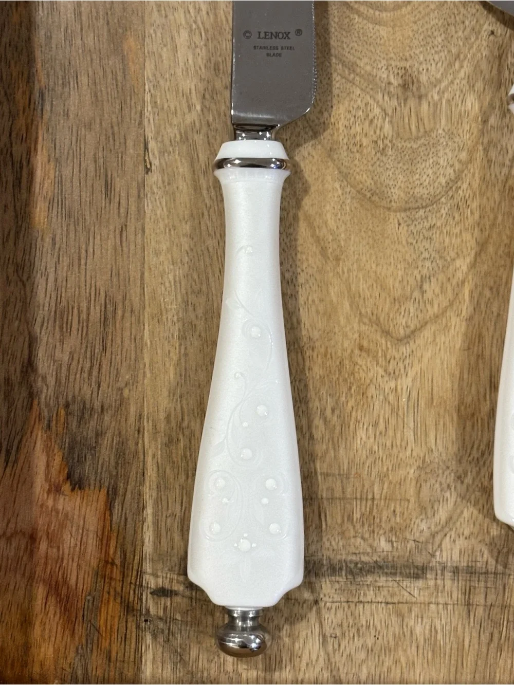 Vintage Lenox Opal Innocence Wedding Retired Porcelain Cake Knife & Server Set